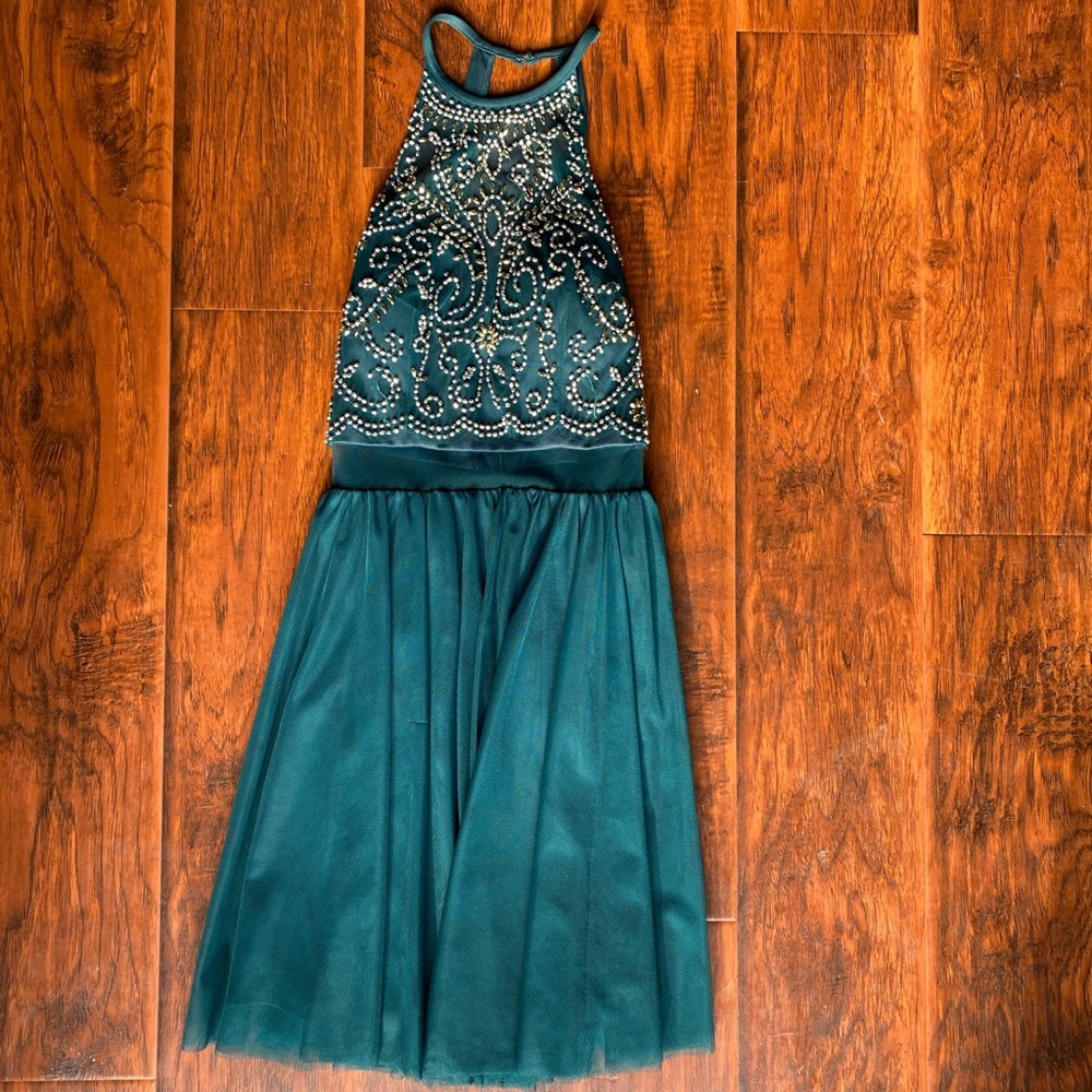 green/blue homecoming dress